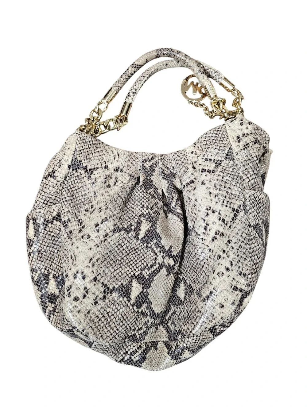 Michael Kors python embossed leather shoulder bag with a chain strap